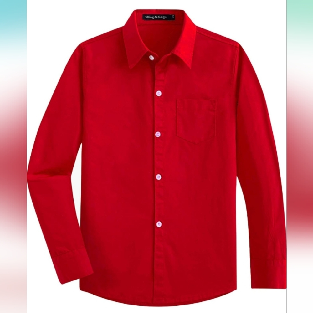 Nwot Spring&Gege Boys' Long Sleeve Dress Shirts Formal Uniform Woven Solid 2T